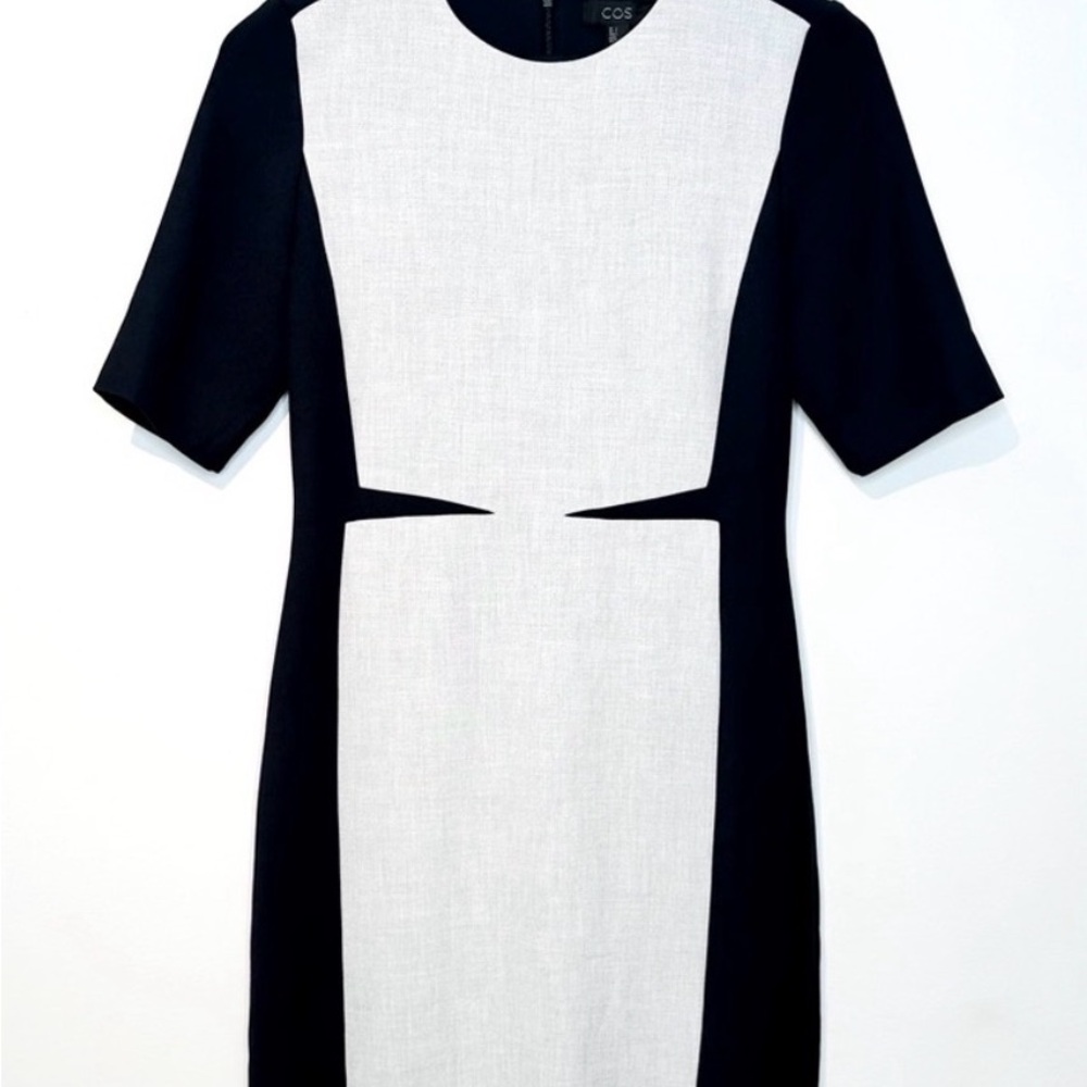 COS Monochrome Navy and Light Gray Contrast Knee-length Dress